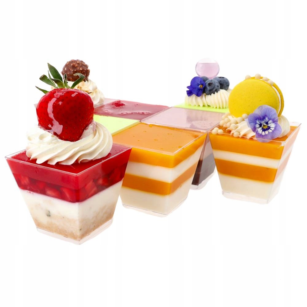 Pucharki do deserów Finger Food Pojemniki na deserki Piramida 25szt 210ml – Elegancja na każdą okazję
