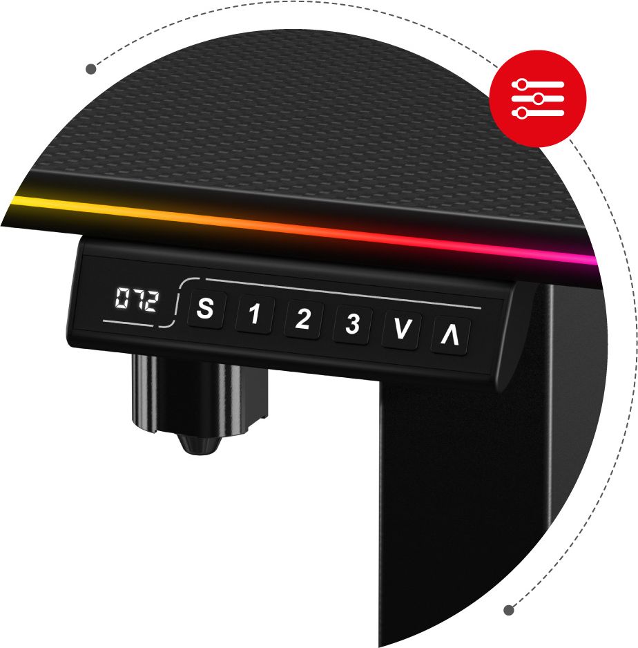 Intuicyjny panel sterowania biurkiem w Huzaro Hero 8.2 RGB