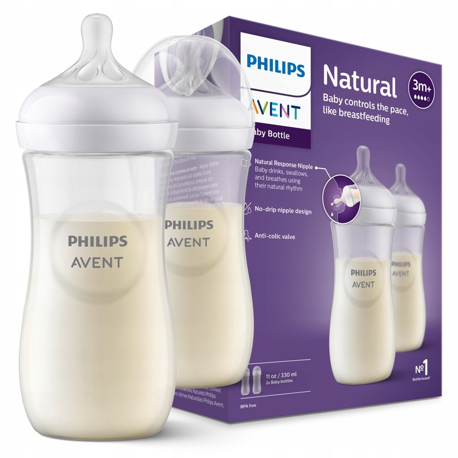 Avent SCY906/02 BUTELKA RESPONSYWNA NATURAL 2X330ML – Idealna butelka dla niemowląt