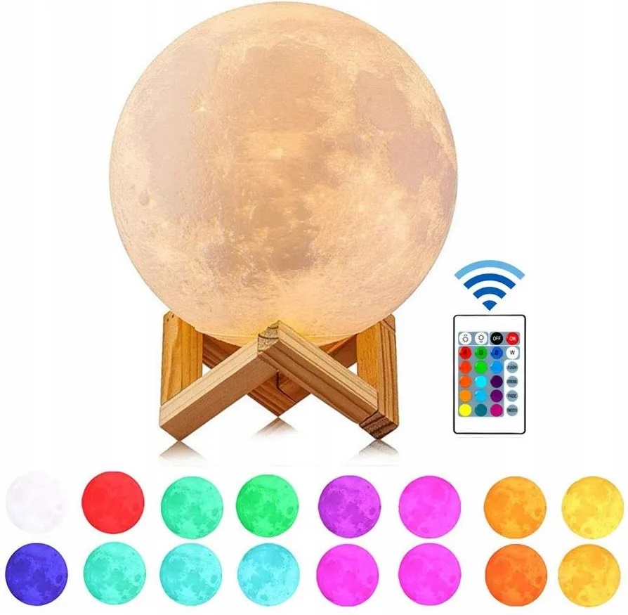 LAMPKA NOCNA 3D Księżyc 48cm MOONLIGHT RGB + pilot – Nowoczesne oświetlenie do każdego wnętrza