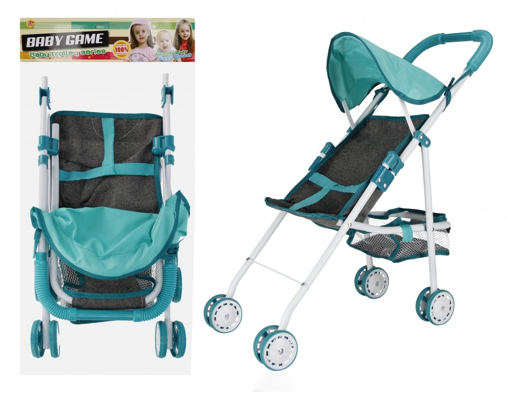 Euro Trade Wózek dla lalek spacerowy metalowy szary Mega Creative 536567 – Idealny towarzysz zabaw