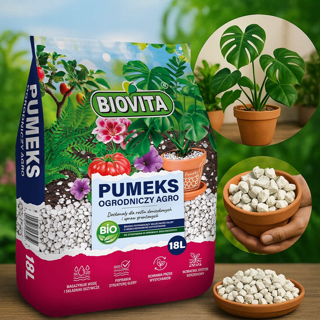 Pumeks ogrodniczy 18L BIO* – Naturalny drenaż dla zdrowych roślin
