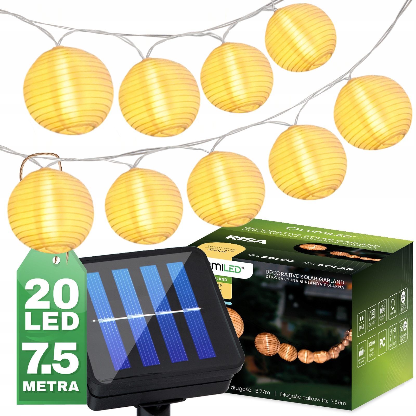 Girlanda solarna ogrodowa RISA 20LED 7,6m LUMILED – Stwórz magiczną atmosferę w swoim ogrodzie