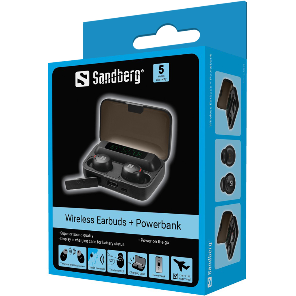 Słuchawki Sandberg Bluetooth Earbuds + Powerbank – Bezprzewodowa jakość dźwięku