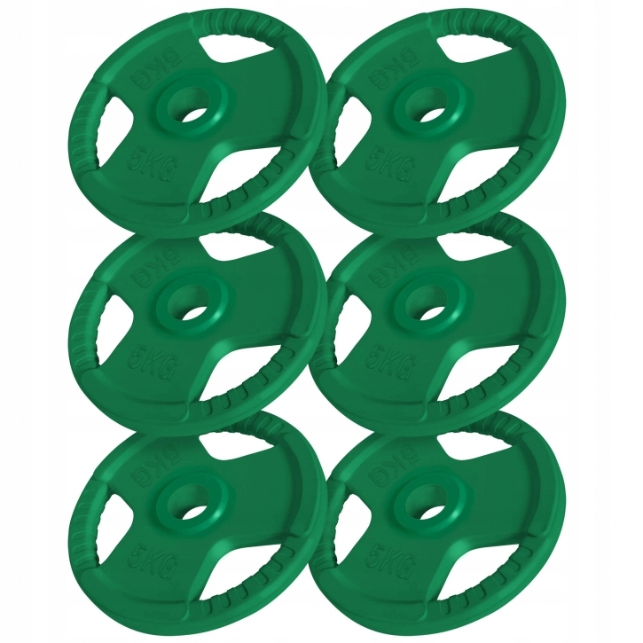 Zestaw 6x5 kg obciążenia gumowane z uchwytem 50/51 mm – Idealny do domowej siłowni