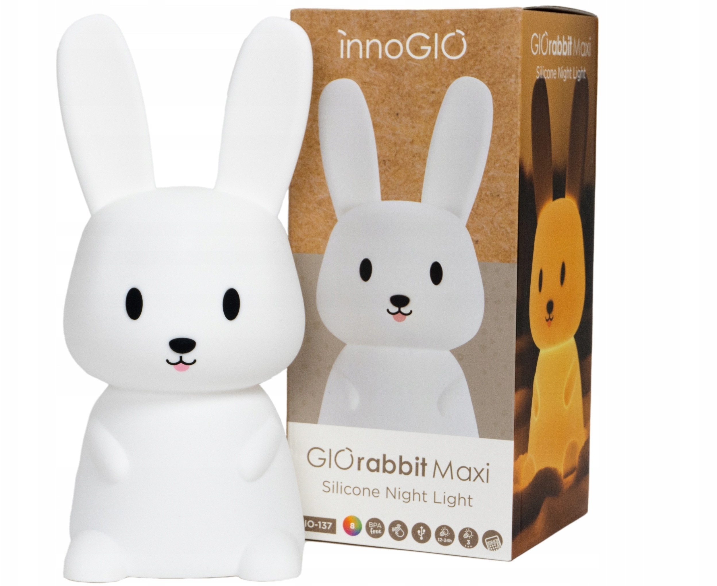 Innogio Lampka nocna silikonowa GIOrabbit Maxi – Idealny towarzysz snu dla dzieci