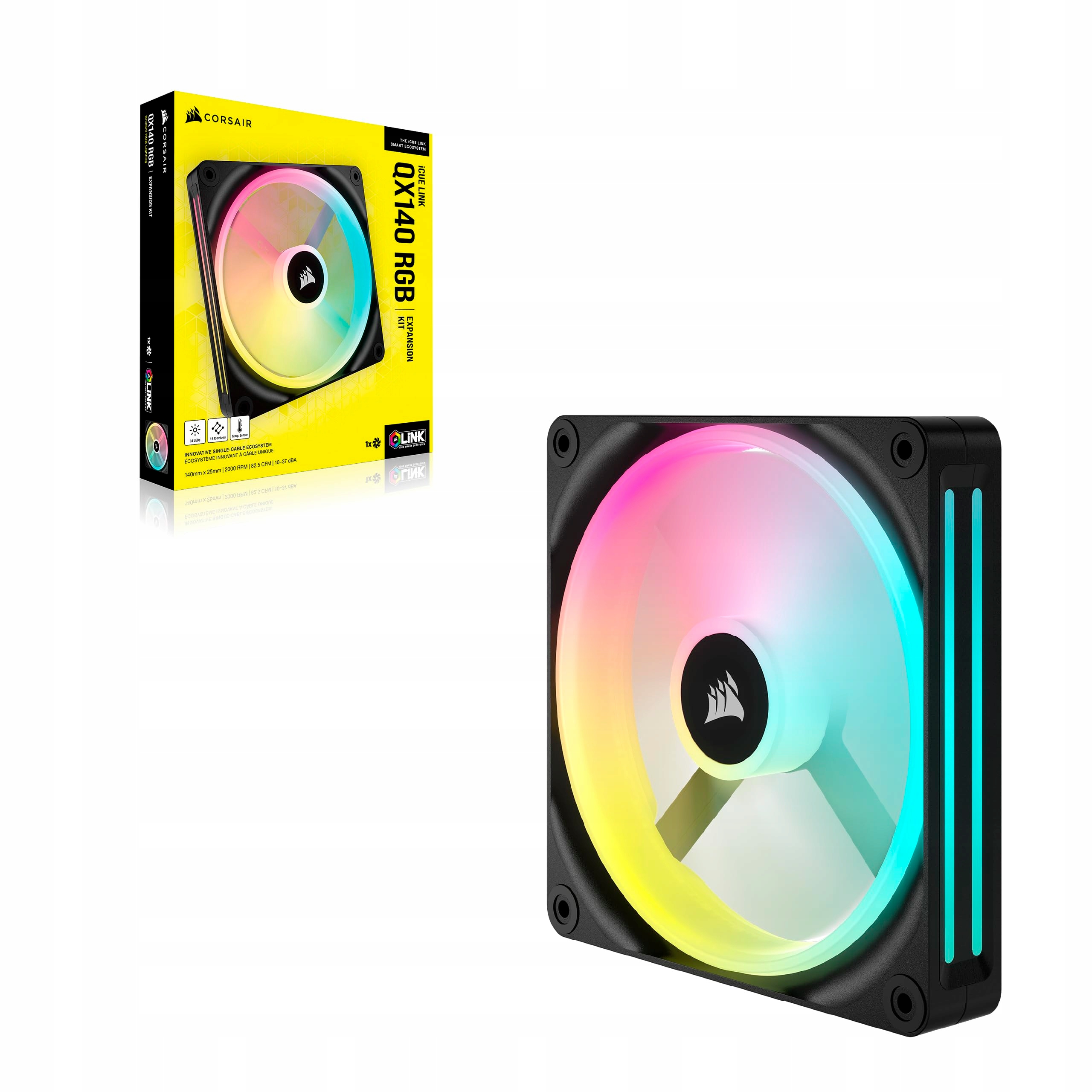 Wentylator iCUE LINK QX140 RGB Czarny – Wydajność i styl w jednym