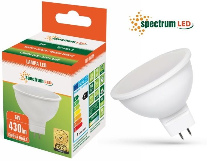 Żarówka led MR16/GU5,3 6W ciepła spectrumLED WOJ13133 Żarówka led MR16/GU5,3 6W ciepła spectrumLED WOJ13133