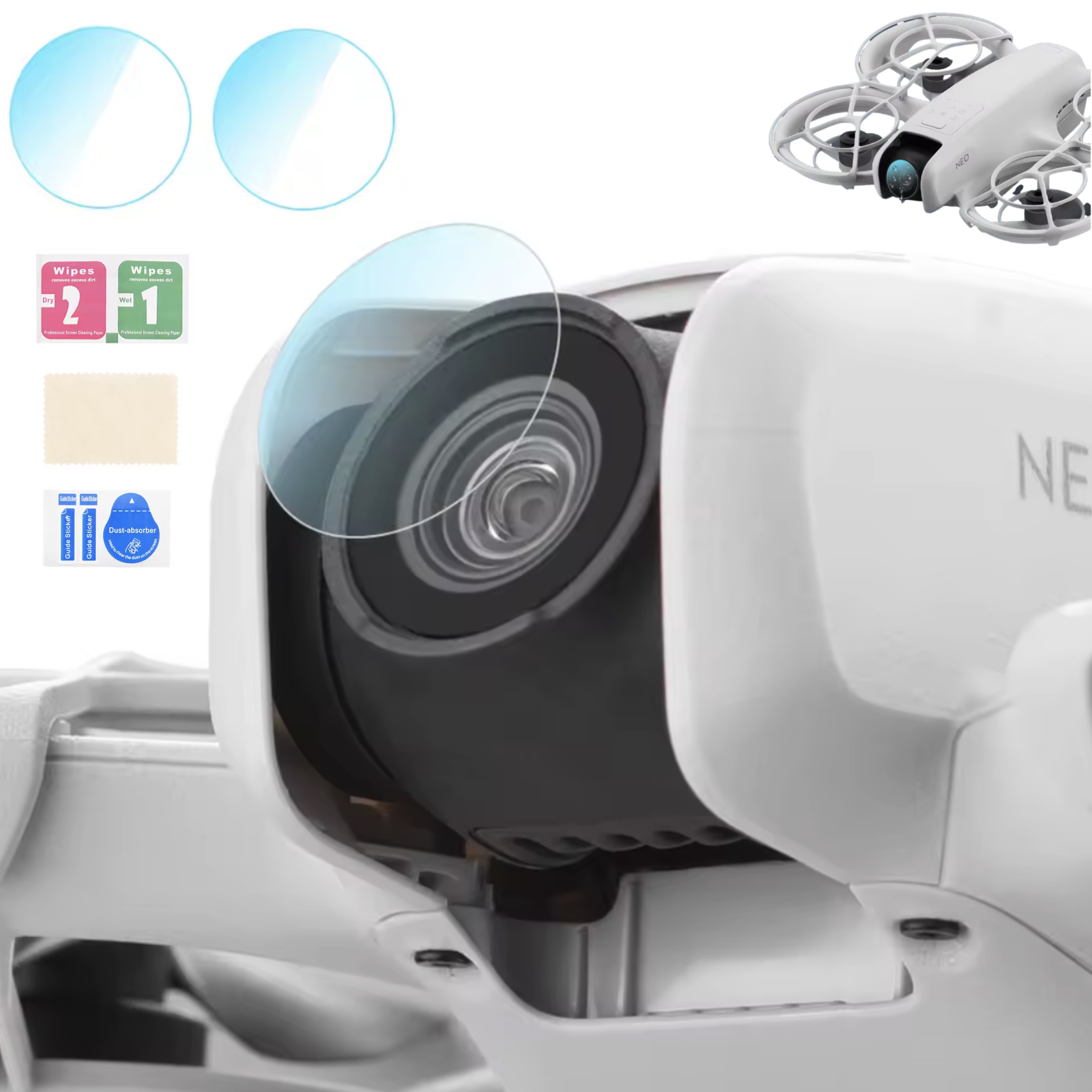 Szkło Hartowane Ochronne 9H na Obiektyw Gimbala do Drona DJI Neo – Zestaw 2 szt.