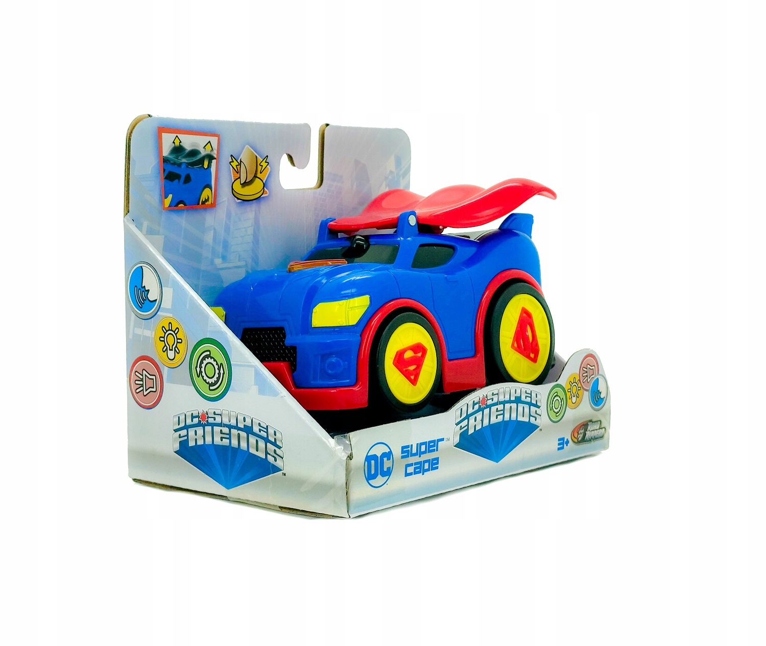 SUPERMAN AUTO ŚWIATŁO DŹWIĘK NAPĘD DC SUPER CAPE Wiek dziecka 3 lata +