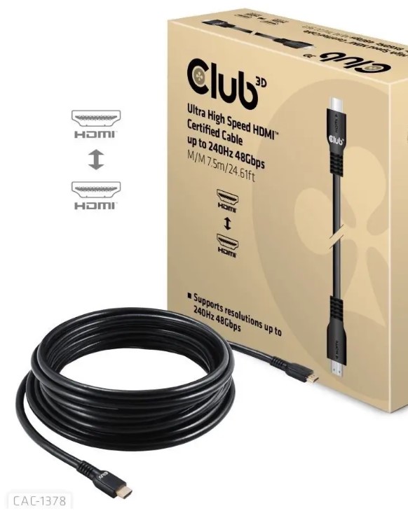 Club 3D Club3D HDMI-Kabel A -> A 2.1 Ultra High Speed 8K60Hz – Wysoka jakość obrazu i dźwięku