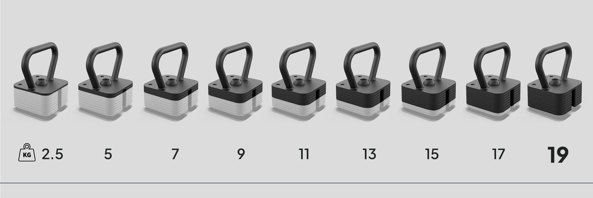 ZIPRO Kettlebell z regulacja obciążenia 19 kg