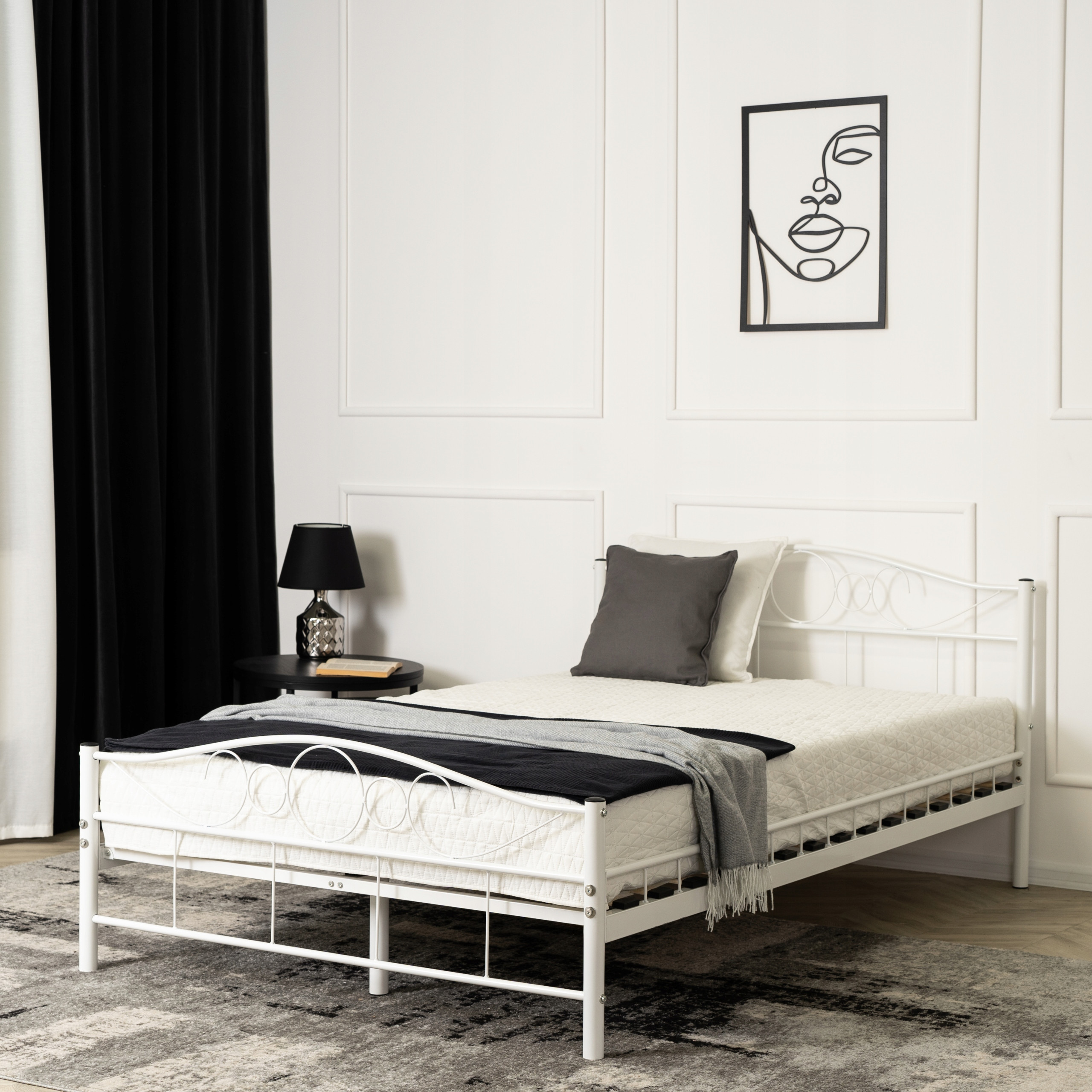Łóżko 120x200 Metalowe Jednoosobowe Pojedyncze Młodzieżowe Białe GRIFFIN – Idealne dla każdego