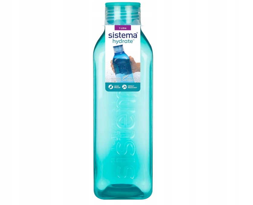 Butelka Sistema - Duża Kwadratowa Butelka 1l - Miętowy Teal – Idealna do codziennego użytku