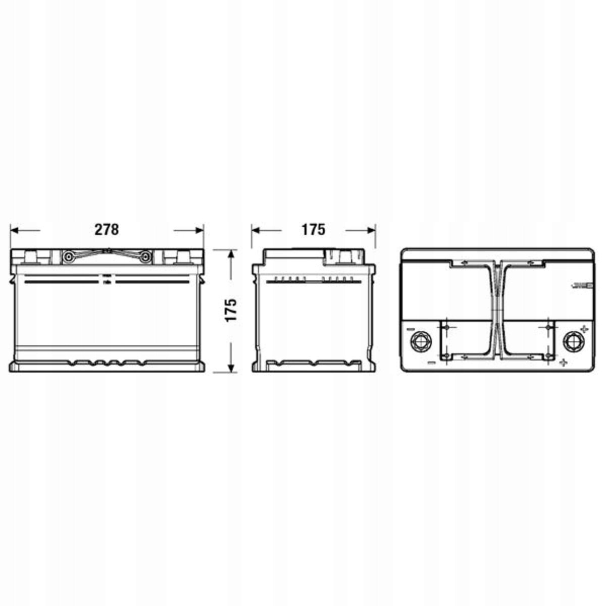 Wymiary i waga akumulatora EXIDE EL652