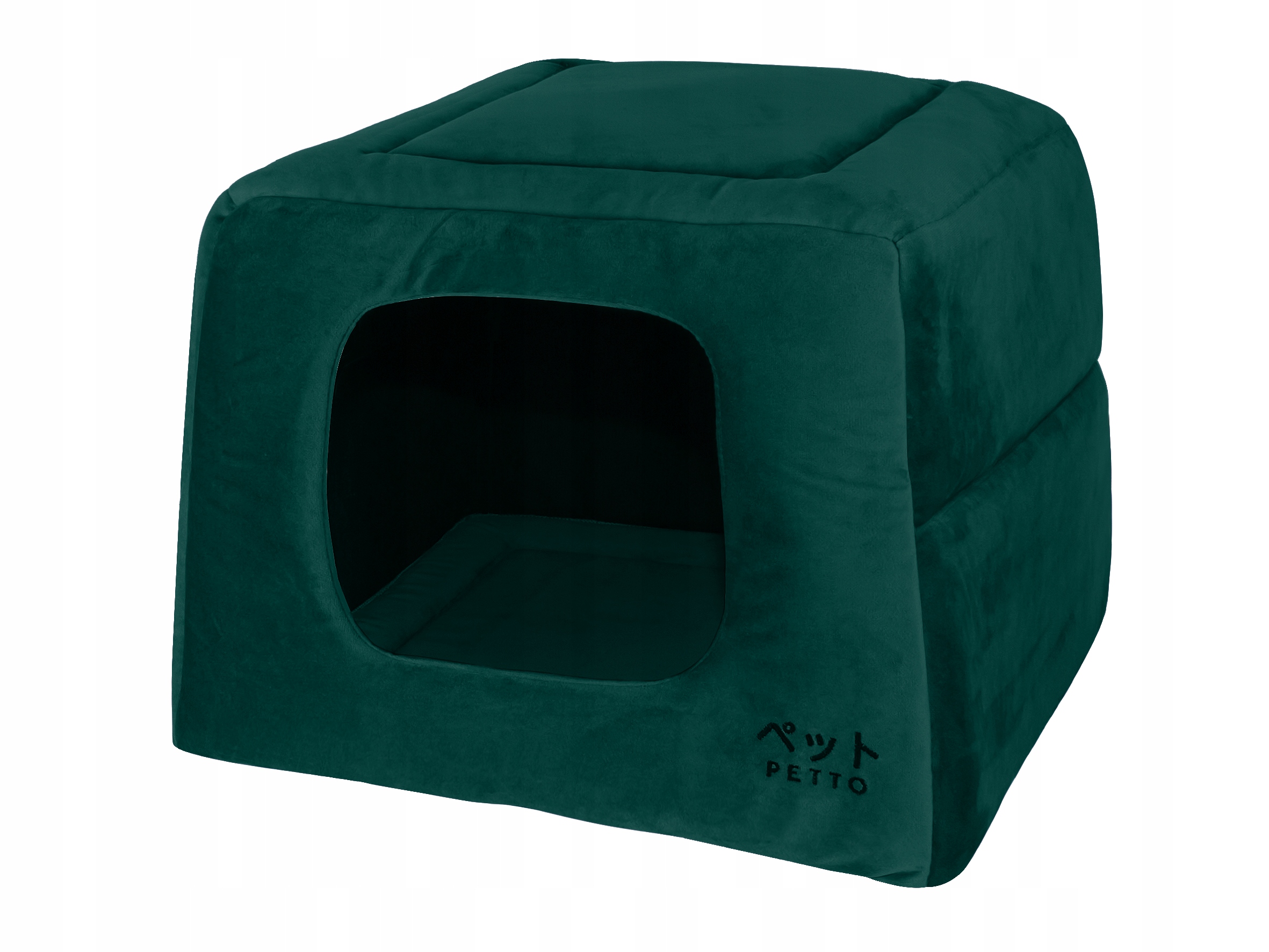 PETTO Domek legowisko 2w1 Uchi Velvet Ciemnozielony – Komfortowe miejsce dla Twojego pupila