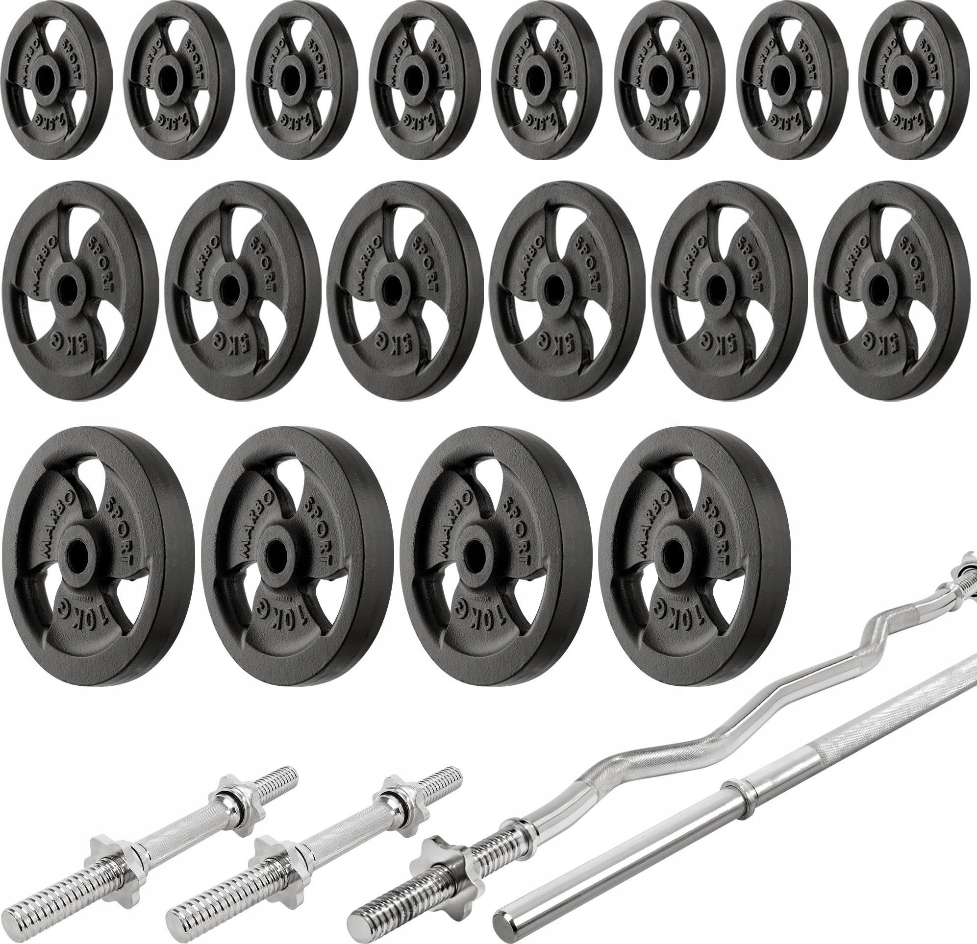 Zestaw gryfów wzmocnionych i obciążeń 113 kg - jakość i wydajność