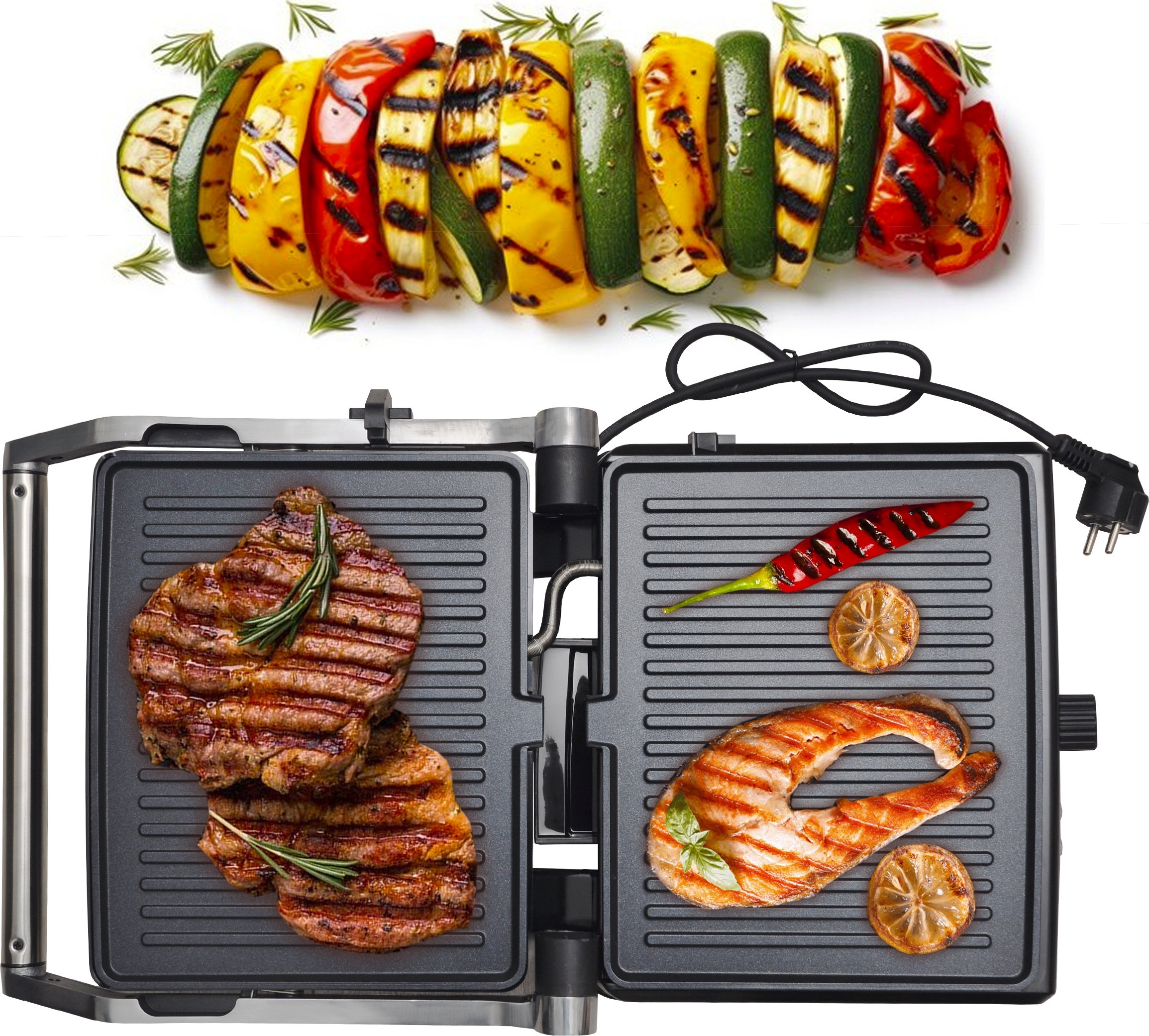 Grill elektryczny Kamille KM6706 INOX 2000 W – Idealny do zdrowego gotowania