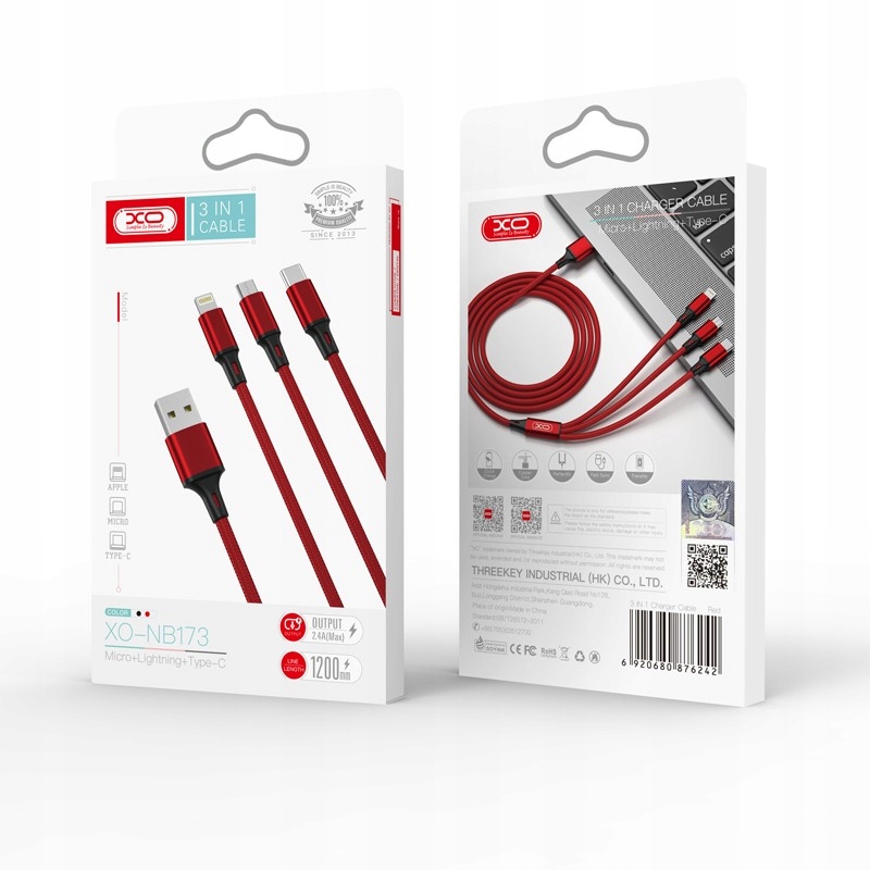 Kabel USB-C - USB-C 1.2 m Czerwony (GSM106763) – Wysoka jakość i uniwersalność