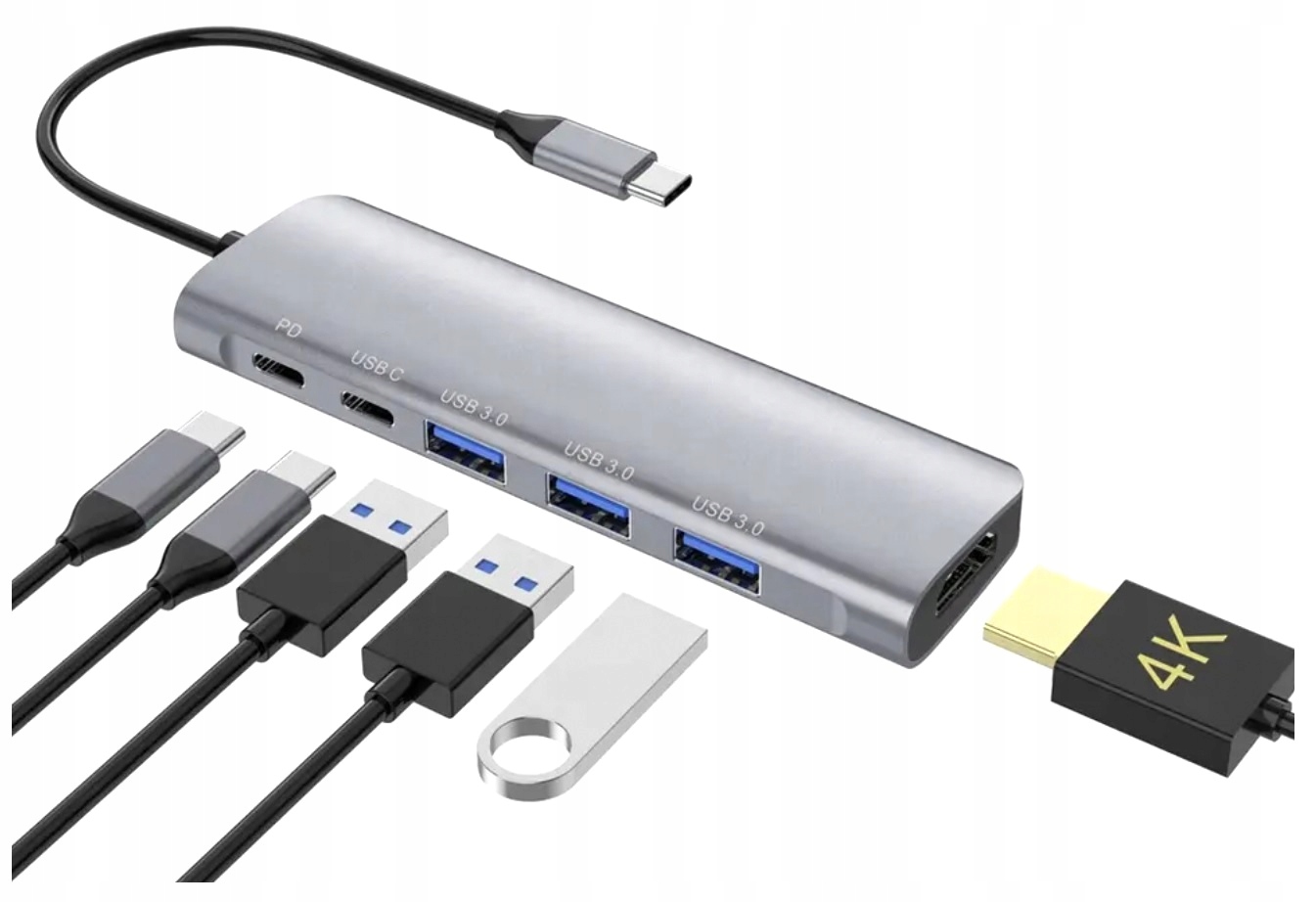 Stacja dokująca HUB 6w1 USB-C HDMI 4K – Wszechstronność w Twoim zasięgu