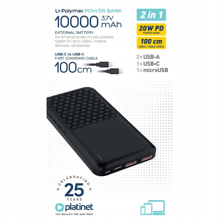 Platinet Power Bank 10000mAh PD QC - Niezawodne zasilanie w ruchu