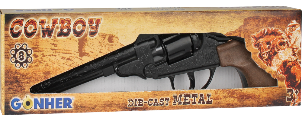 GONHER Hiszpański Metalowy Rewolwer Pistolet Na Kapiszony 8-Strzałowy TOMDORIX