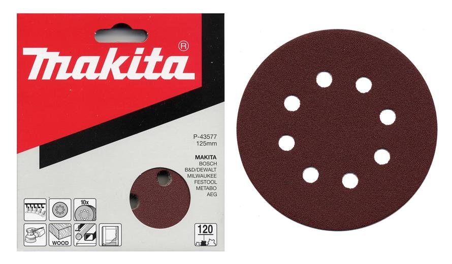 Makita P-43577 – Papier szlifierski 125 mm K120 do perfekcyjnego szlifowania