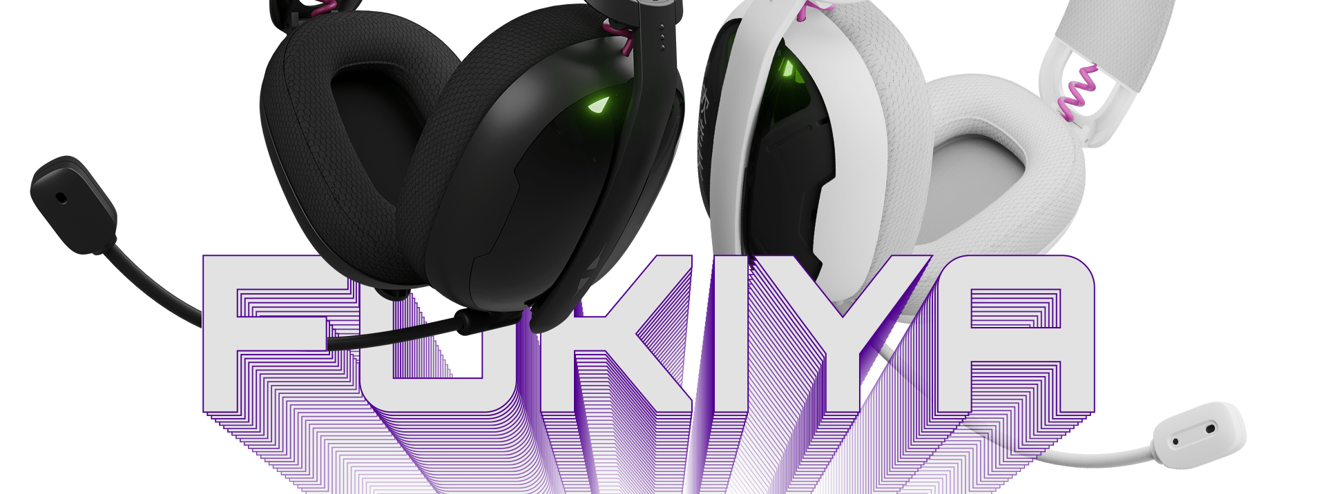 Słuchawki w kolorze czarnym i białym z poduszkami na uszy i widocznymi kablami.