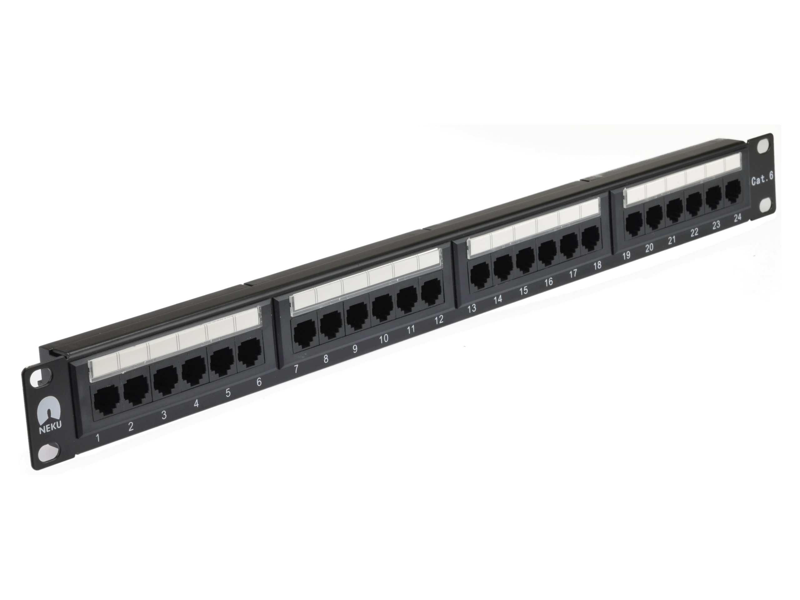 Patch panel RACK 19 cali kat.6 24p UTP czarny NEKU – Wysoka jakość i niezawodność
