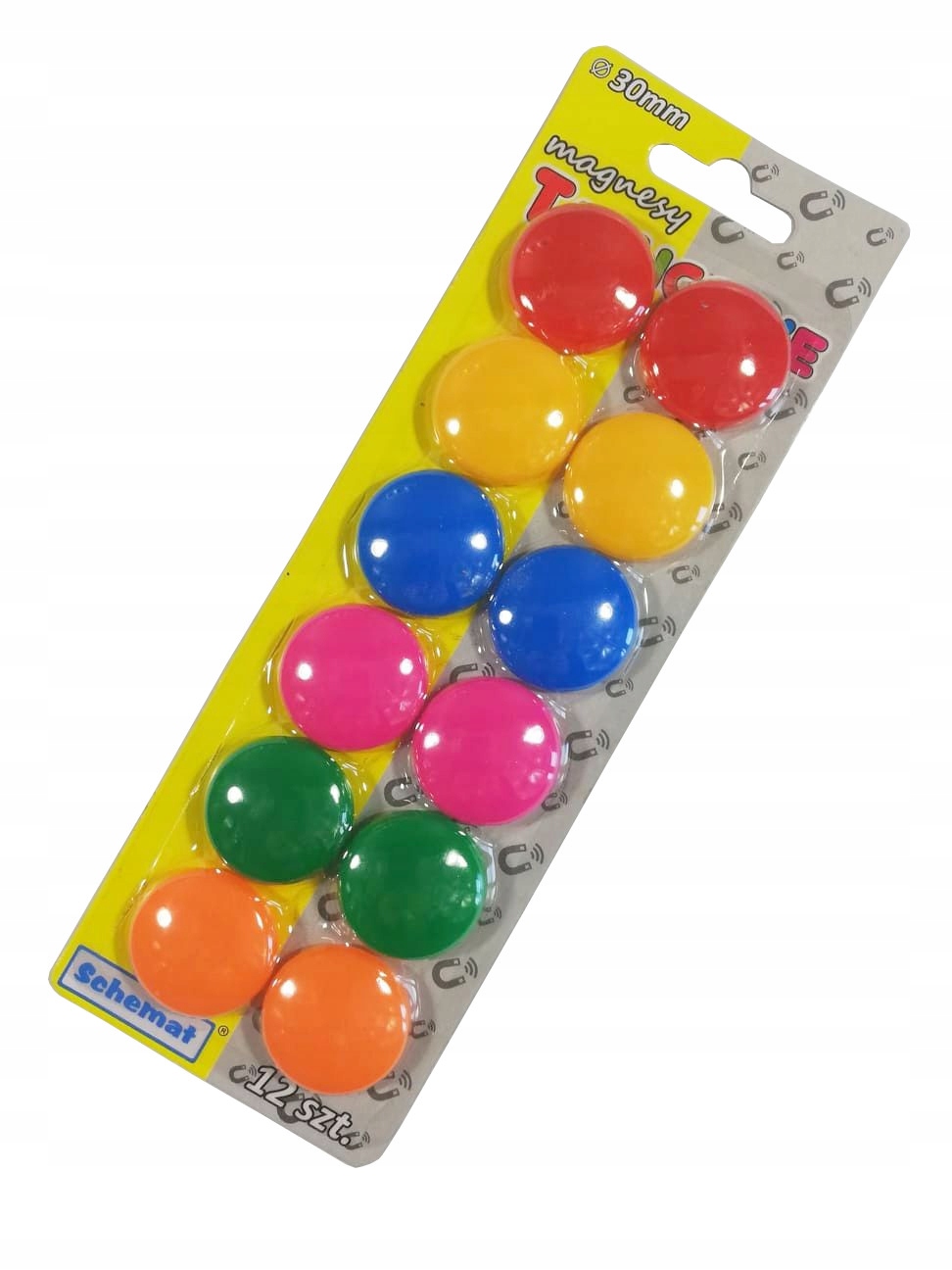 Magnesy do tablic 30mm 12szt – Kolorowe i funkcjonalne akcesoria biurowe