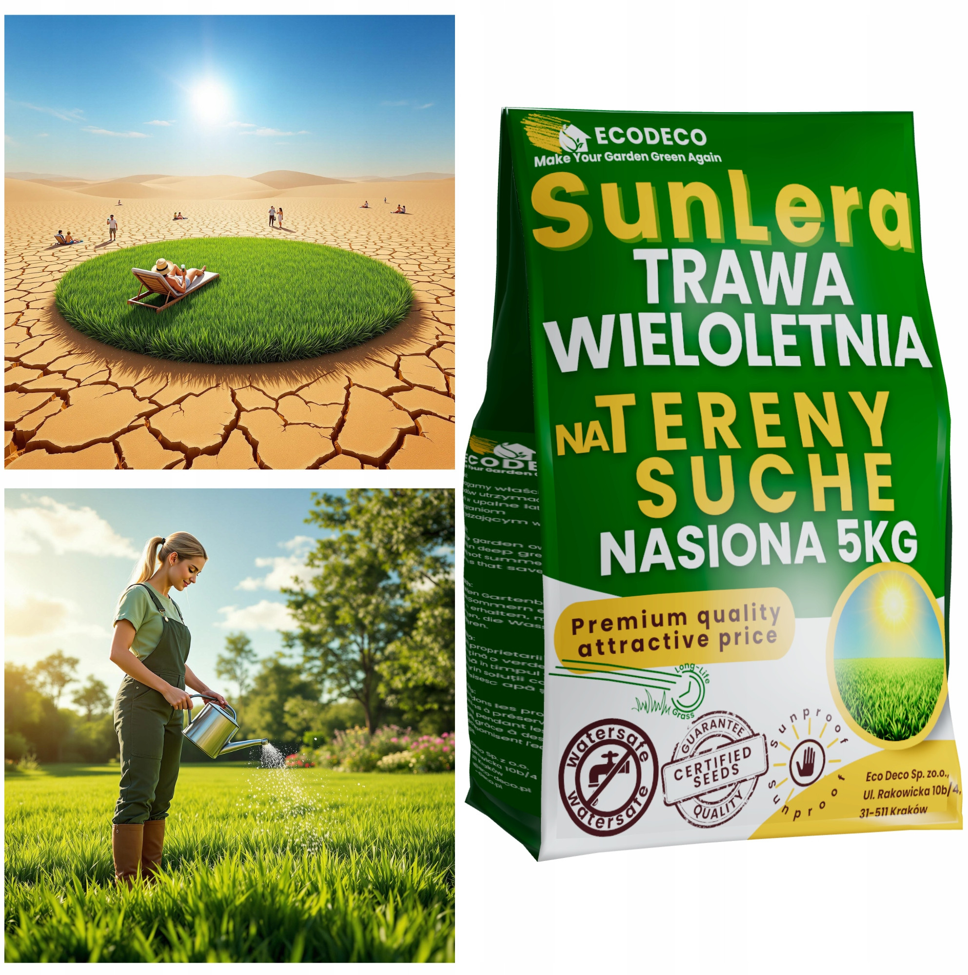 Trawa na Tereny Suche Samoregenerująca Nasiona Eco Deco 5kg – Idealne rozwiązanie dla Twojego ogrodu