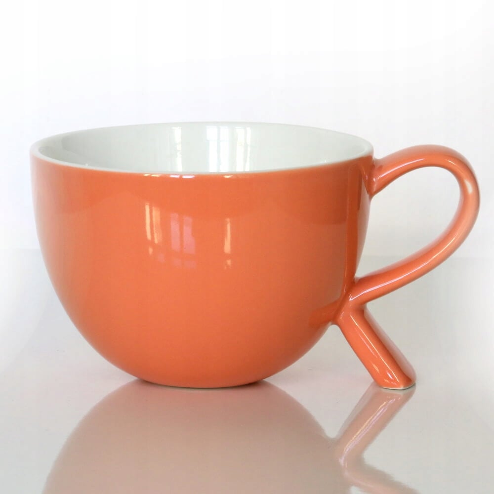 Duży kubek miska z nóżką koralowy porcelana 500ml