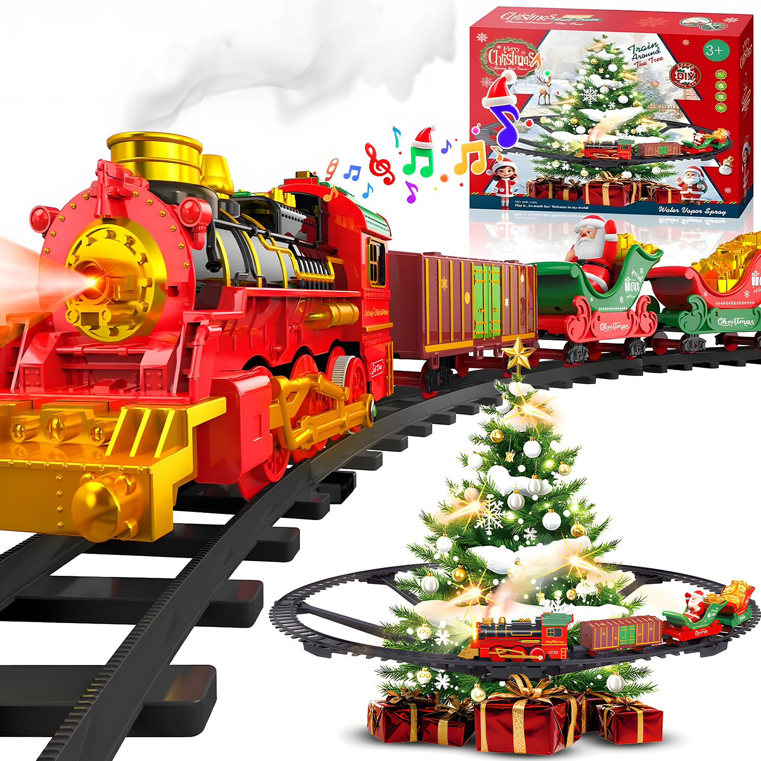 Pociąg na choinkę Kolejka świąteczna 288cm PlaySo – Magia świąt w Twoim domu