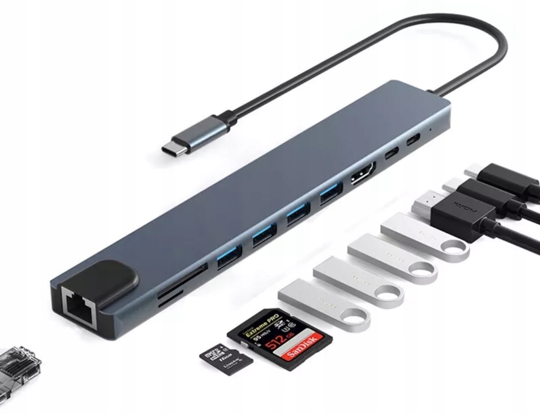 Wielofunkcyjny adapter HUB USB-C – 10 portów do codziennych zadań