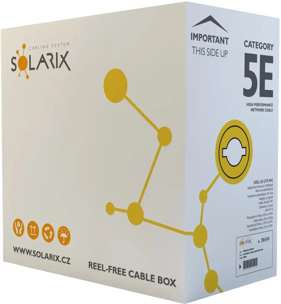 Kabel instalacyjny CAT5e UTP PVC 305m/box SXKL-5E-UTP-PVC-GY – Wysoka jakość połączeń sieciowych