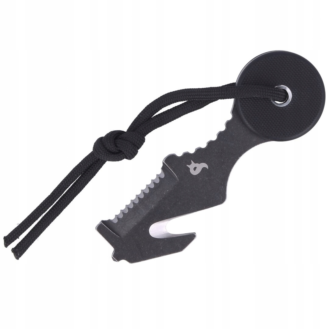 Narzędzia awaryjne wbudowane w głownię – przecinak, piła i zbijak do szyb