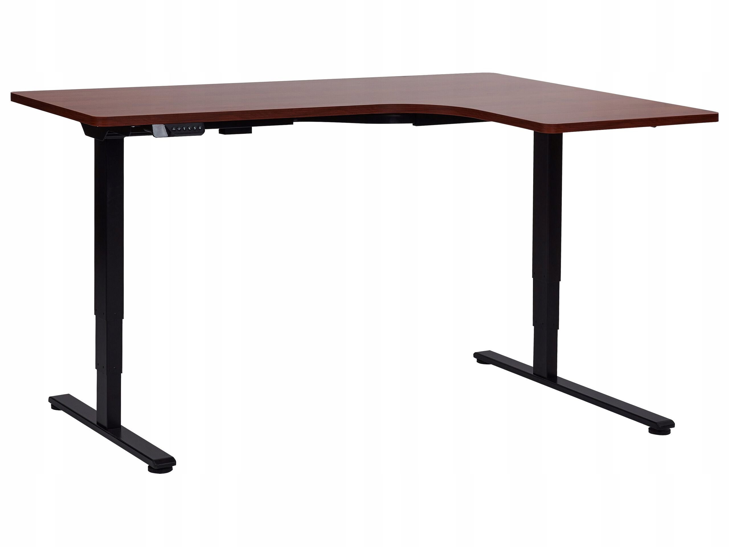 Biurko narożne prawe regulowane elektrycznie 160 x 59 cm ciemne drewno DESTINES Lumarko – Idealne do Twojego biura
