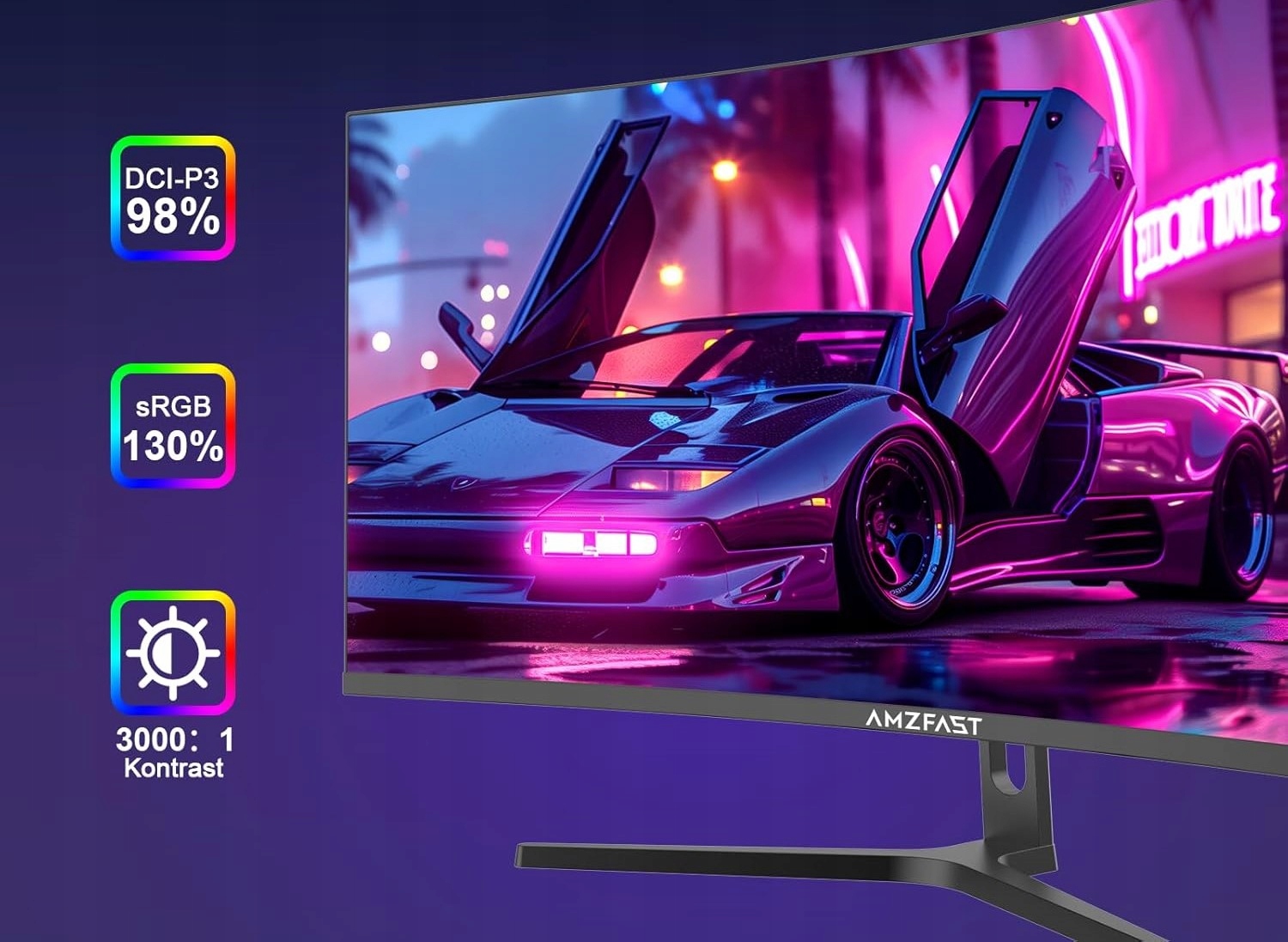 Żywe kolory – 98% DCI-P3 i 130% sRGB dla realistycznych detali