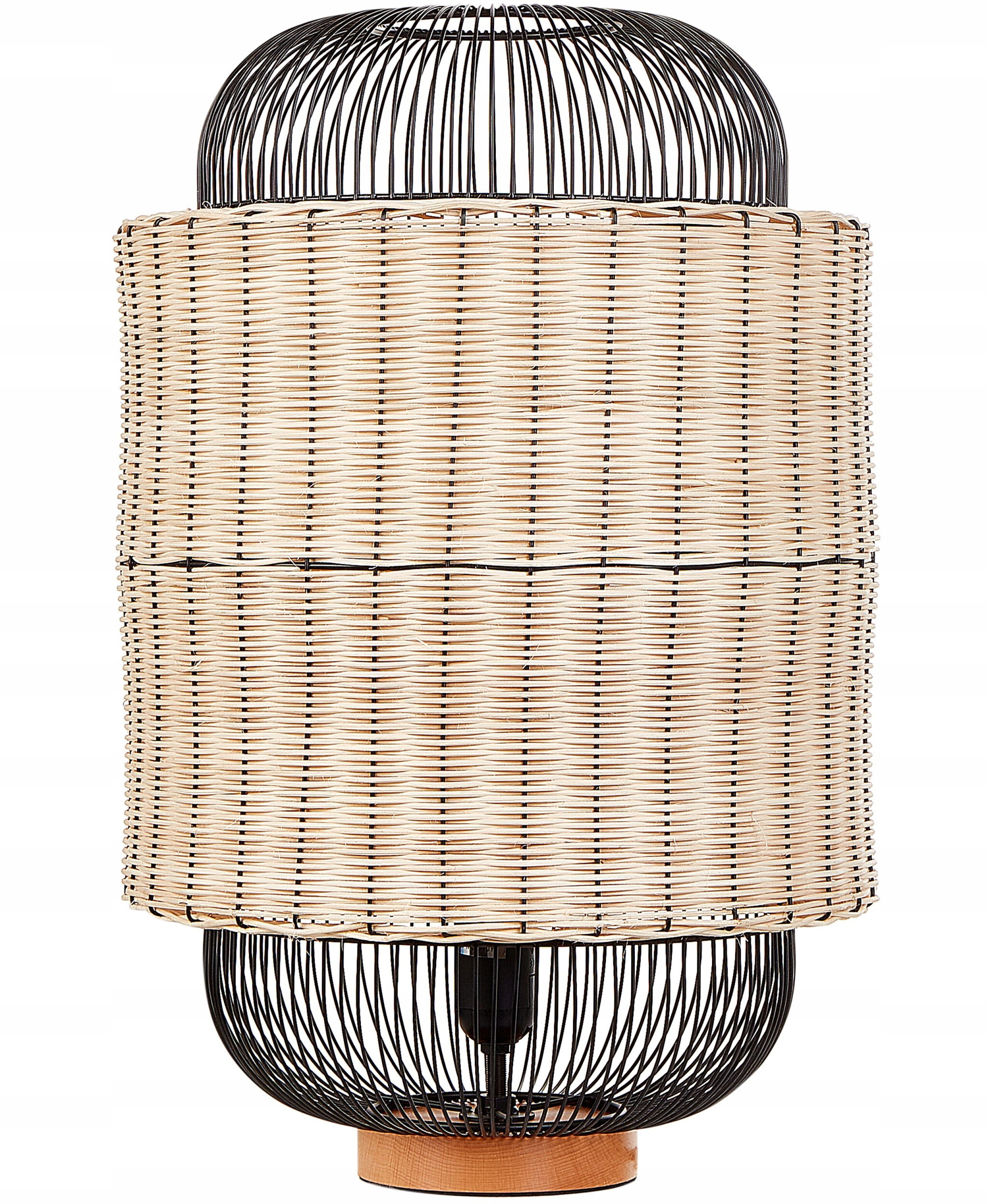 Lampa stołowa rattanowa naturalna z czarnym TANGANYIKA – Elegancja i styl w Twoim wnętrzu