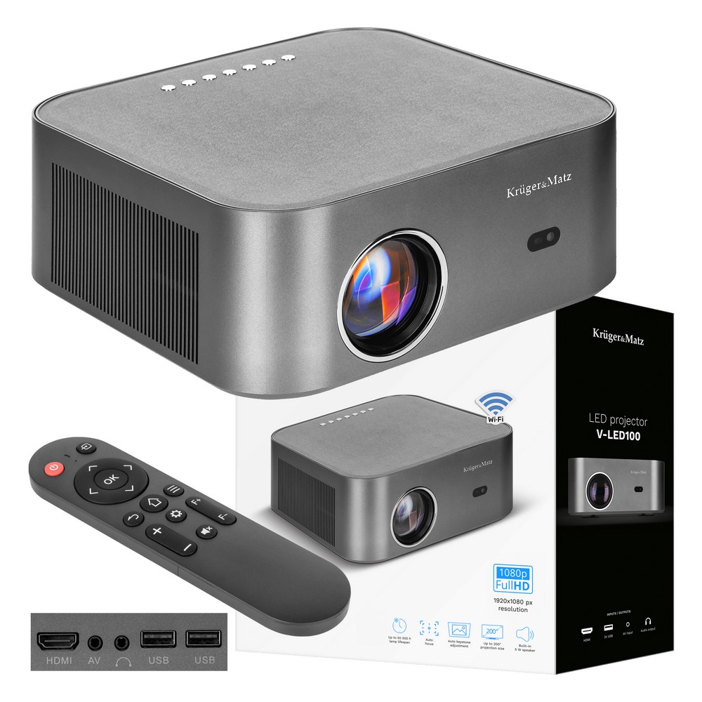 Projektor Kruger&Matz Projektor LED FullHD Android Kruger&Matz V-LED100 – Idealne rozwiązanie do domowej rozrywki