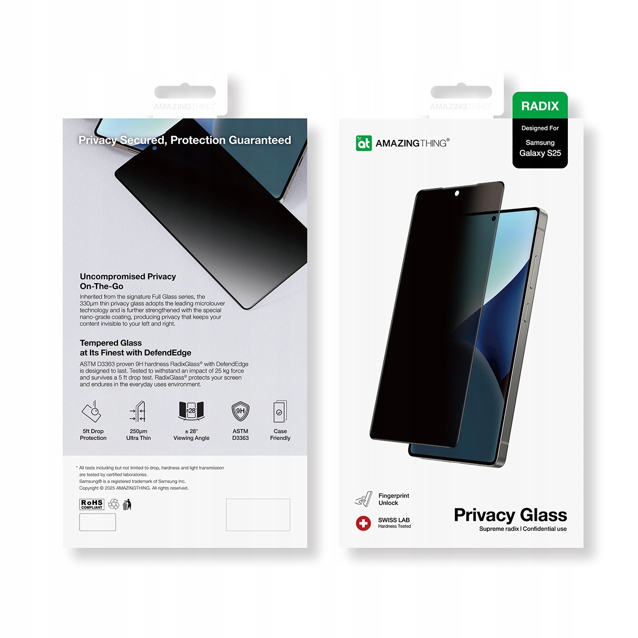 Szkło hartowane AMAZINGTHING Radix Privacy Glass prywatyzujące do Samsung Galaxy S25 – Ochrona i prywatność w jednym