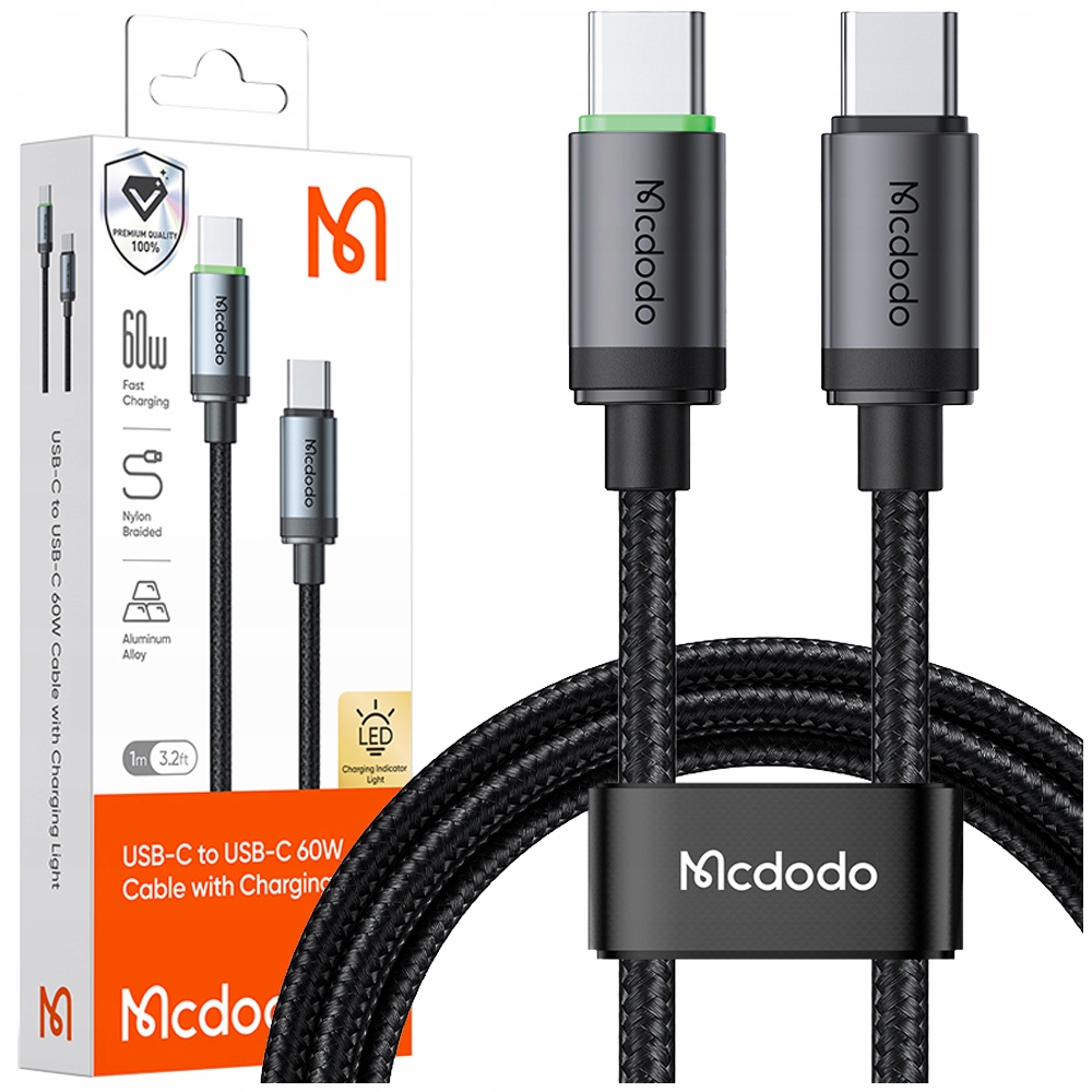 MCDODO KABEL USB-C SZYBKIE ŁADOWANIE DO SAMSUNG APPLE USB TYP C 3A 60W 1M – Niezawodna jakość i szybkość ładowania