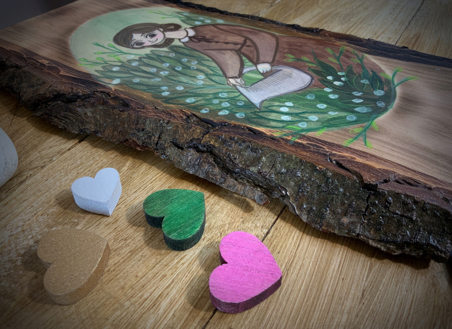 Obrazek na drewnie z korą, dziecięcy pokój Wysokość produktu 28 cm