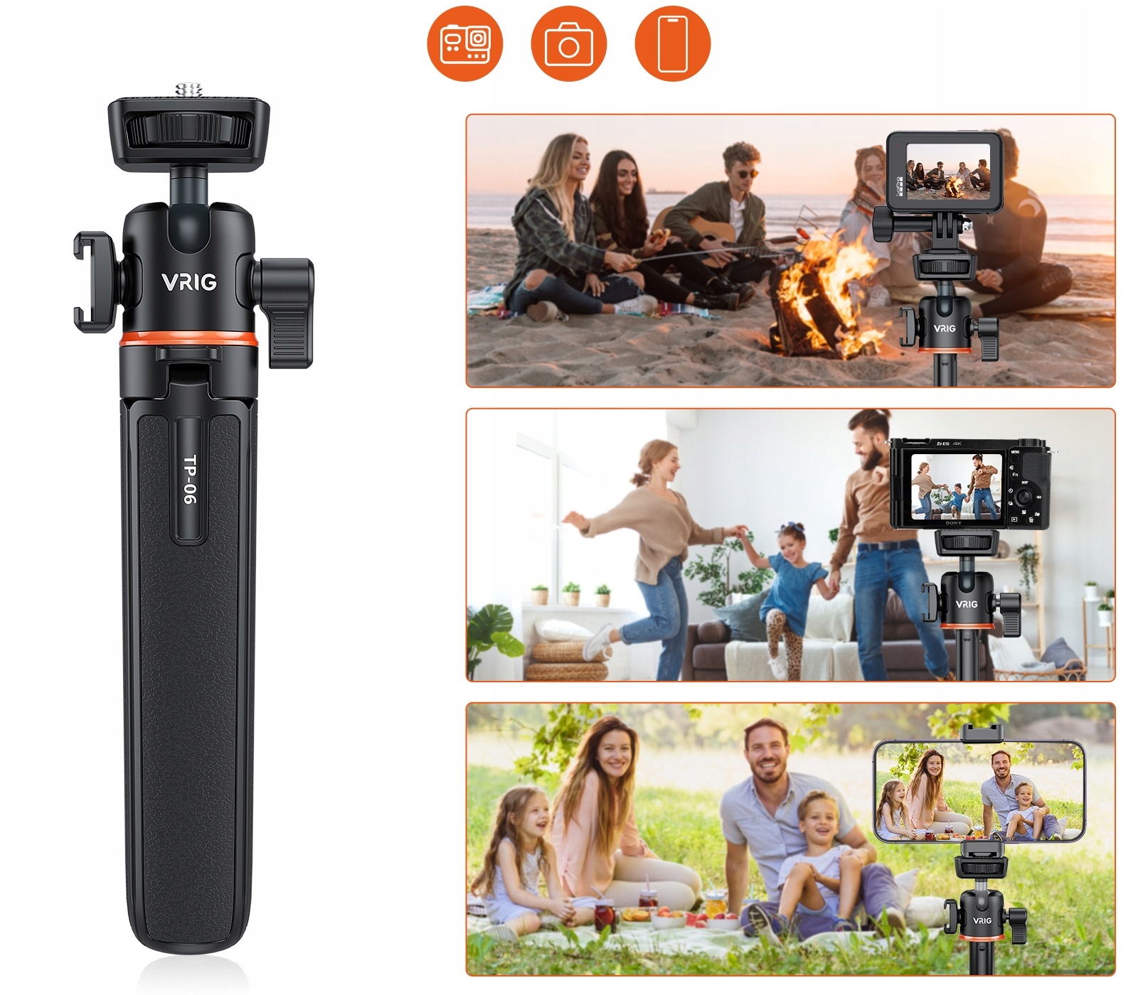Funkcjonalność 3w1: wysoki statyw, mini statyw i monopod
