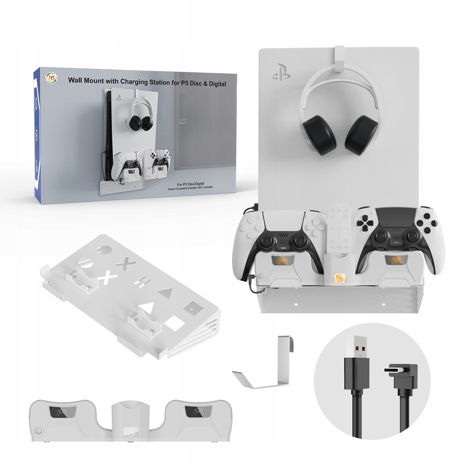 Uchwyt Ścienny + Ładowarka 2w1 do Sony PlayStation PS5 – Idealne rozwiązanie dla graczy