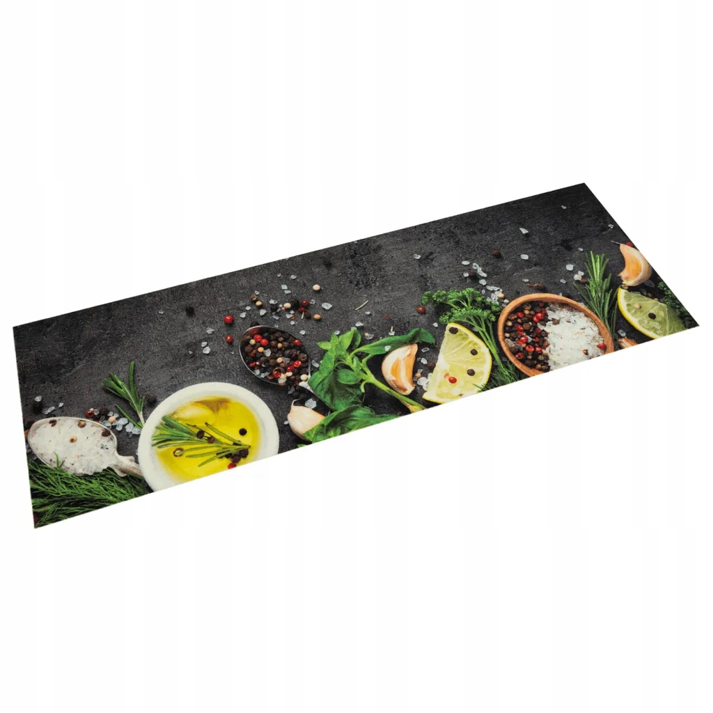 Dywanik kuchenny wzór w przyprawy 45x150 cm aksamit – Stylowy dodatek do Twojej kuchni