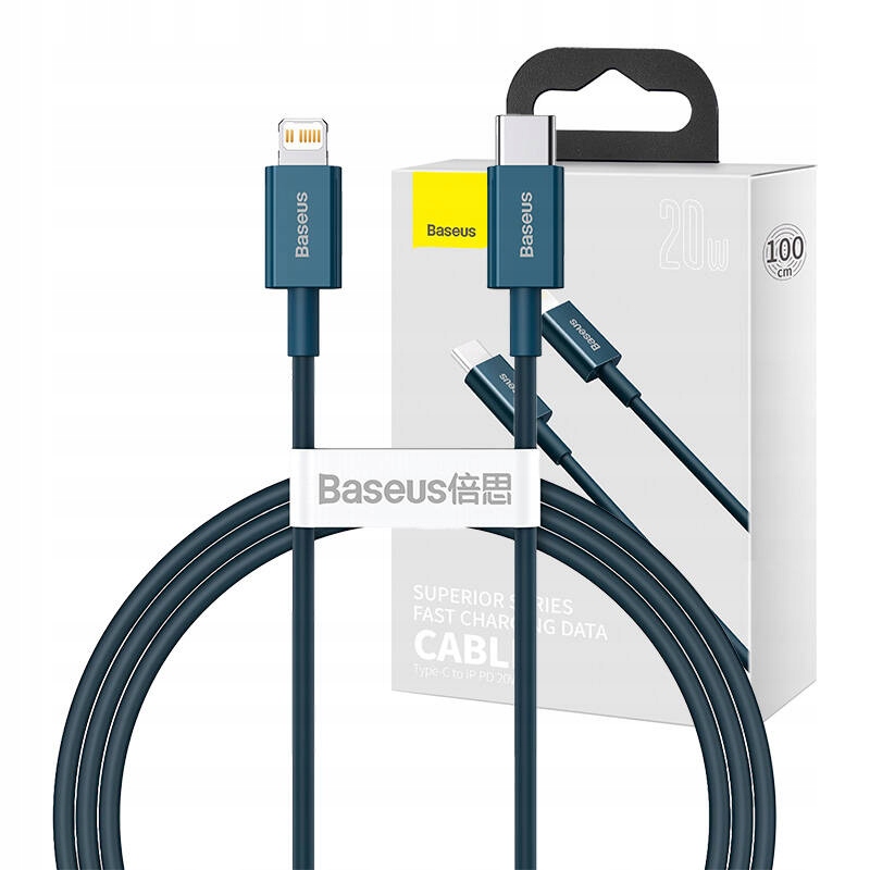 Kabel USB-C - Lightning Baseus Superior 1 m (Niebieski) – Szybkie ładowanie i transfer danych