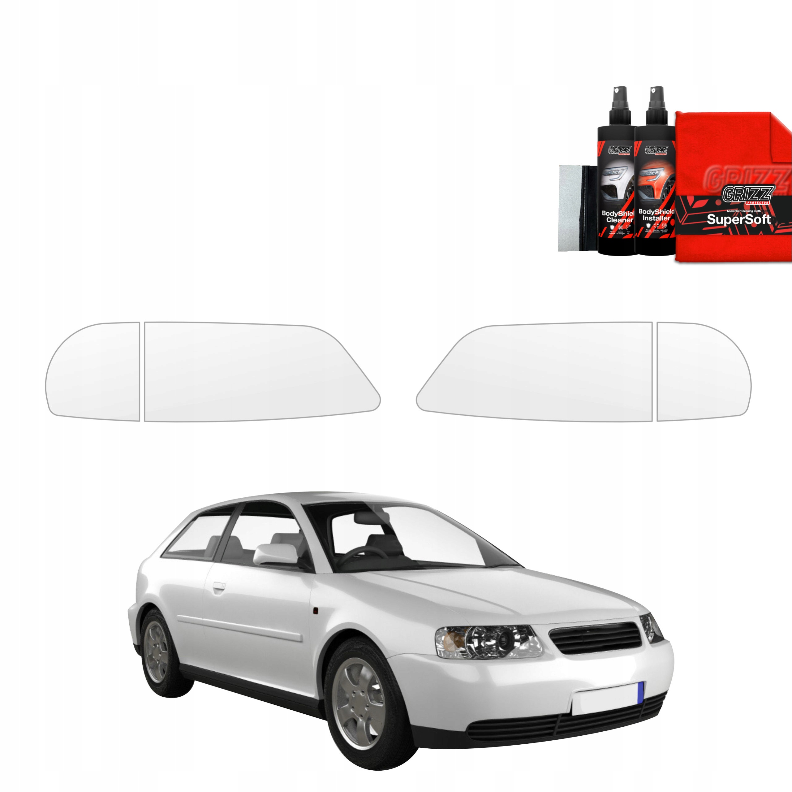 Folia ochronna na lampy GrizzGlass BodyShield do Audi A3 8L Hatchback 3D (1996-2003) – Ochrona Twojego pojazdu