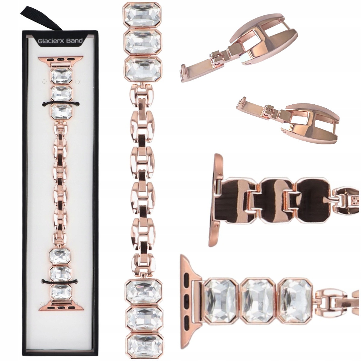 Bransoleta Zirconia Chain Rose Gold do Apple Watch 38/40/41mm – Elegancja na Twoim nadgarstku