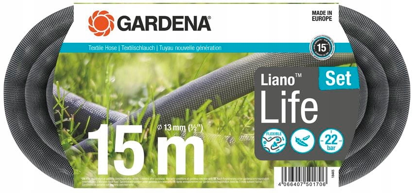 Gardena Wąż tekstylny Gardena 18445-20 Liano Life 15m – Idealny do nawadniania ogrodu